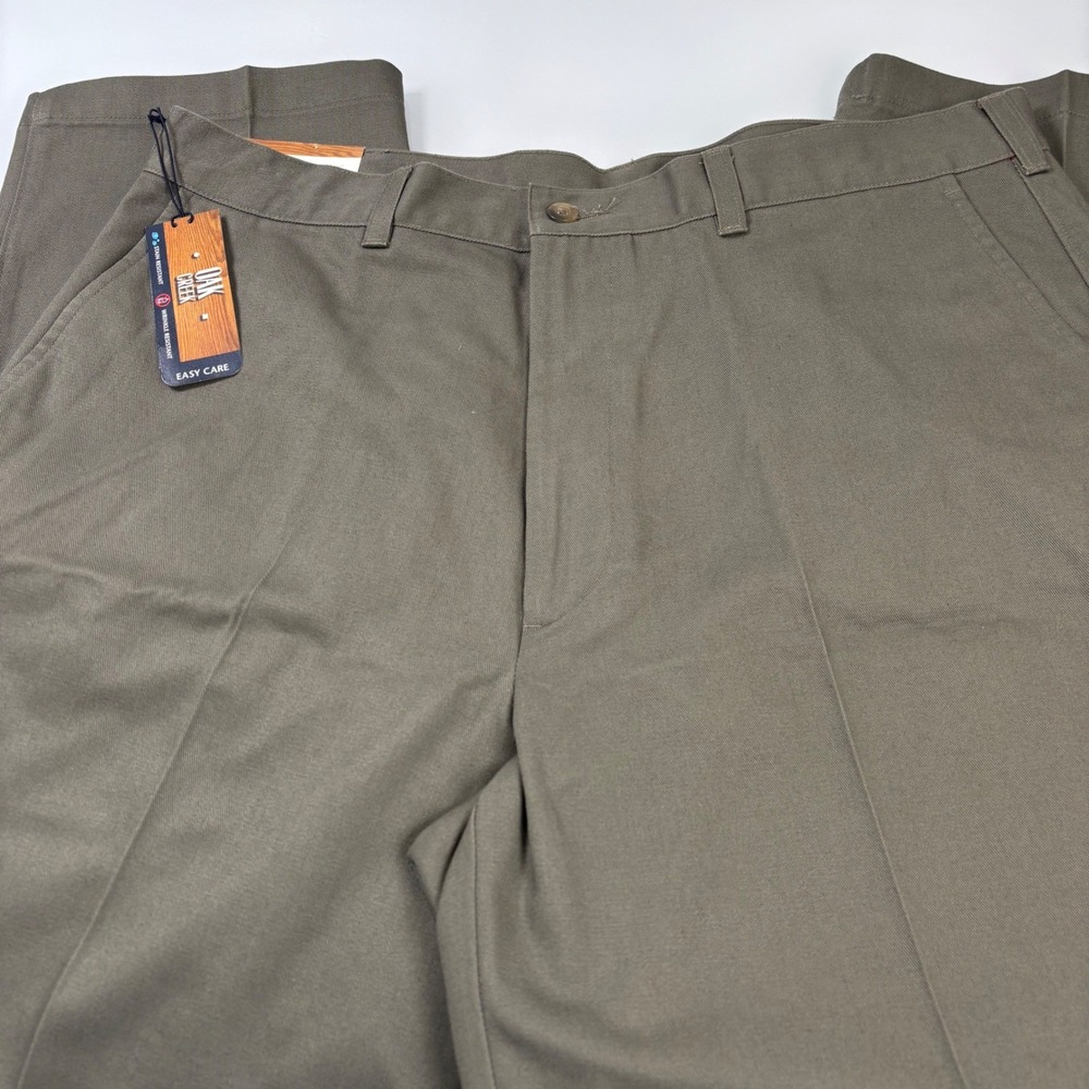 Oak Creek Mens 36x30 Olive Green Chino Pants NEW Flat Front Classic Fit Cotton